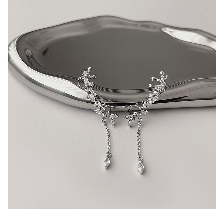 with Rhinestone Ear Earring Drop Cuff