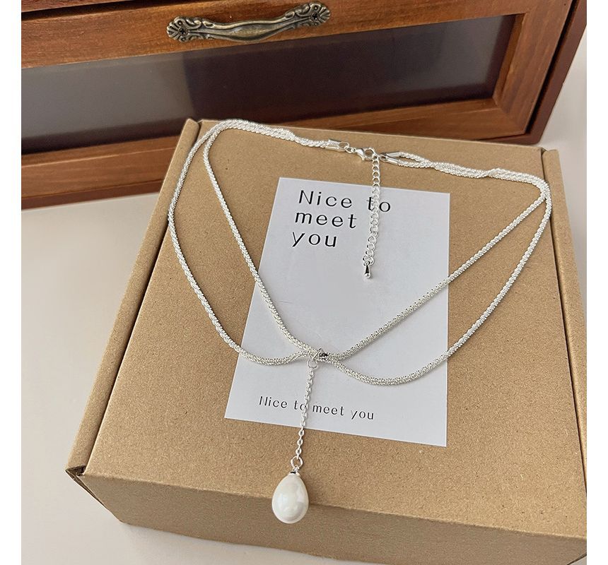 Faux Pearl Necklace Lariat