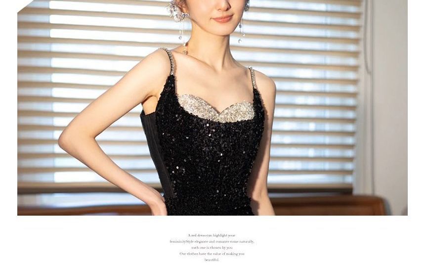 Strap Two Evening Sequin Mesh Mermaid Panel Spaghetti Gown Tone