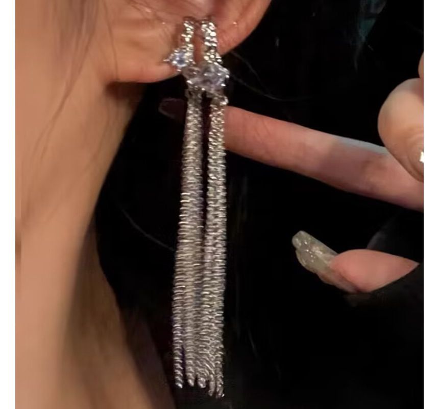 Fringed Rhinestone Ear Cuff