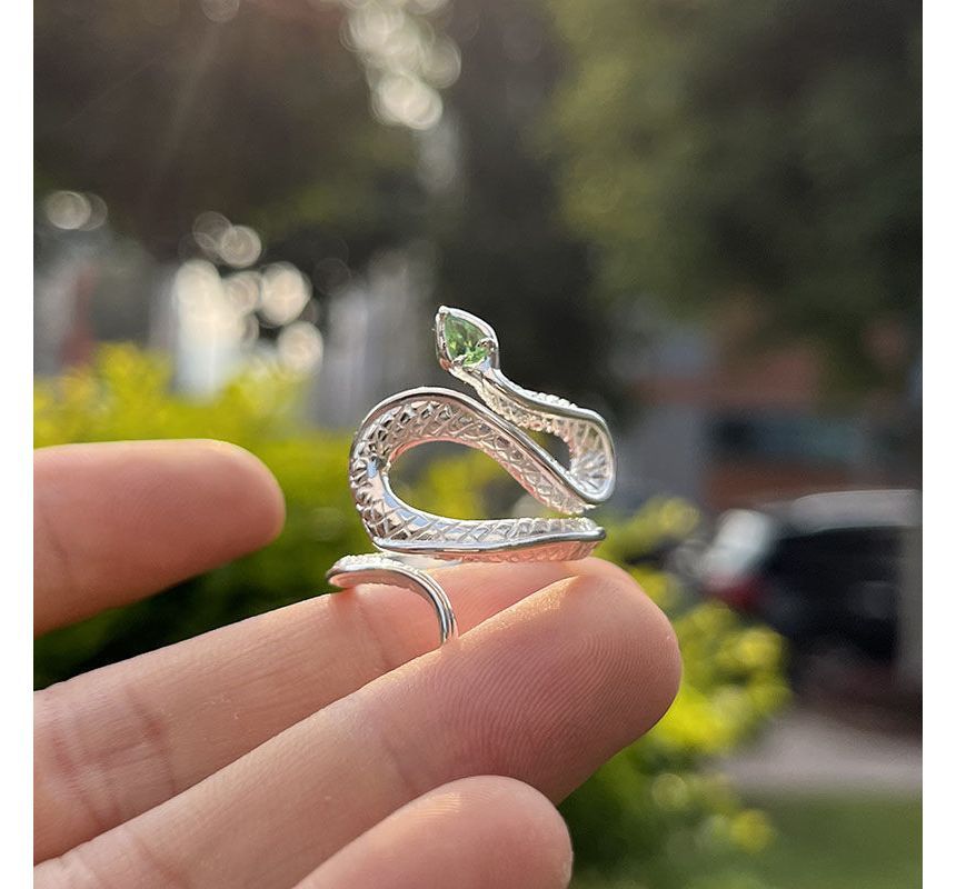 Alloy Snake Rhinestone Ring Open