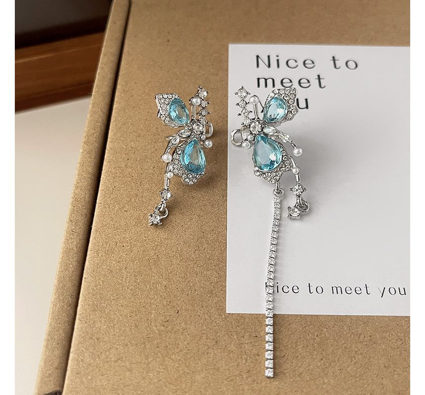 Faux Gemstone Cuff Asymmetrical Butterfly Earring Alloy