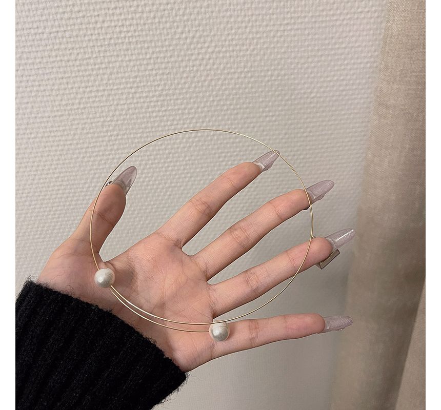 Alloy Choker Open Pearl Faux