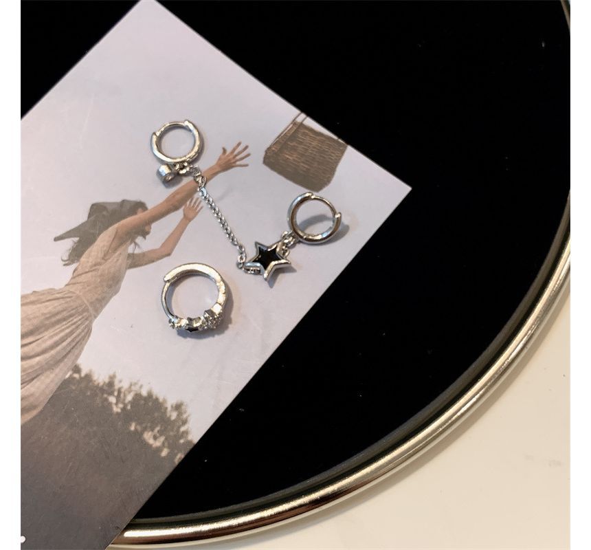 Earring designs) Star (various Alloy Glaze of 3: Set
