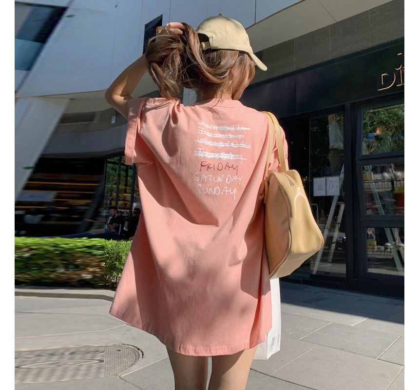 Smiley Tee Crew Print Short-Sleeve Face Tunic Neck