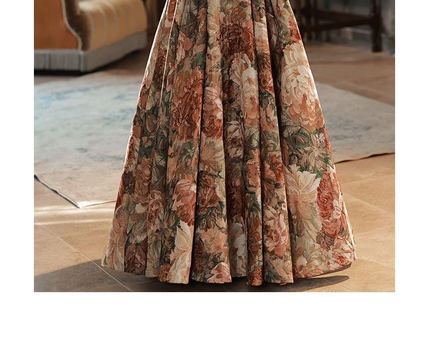 A-Line Evening Gown Sleeveless Floral