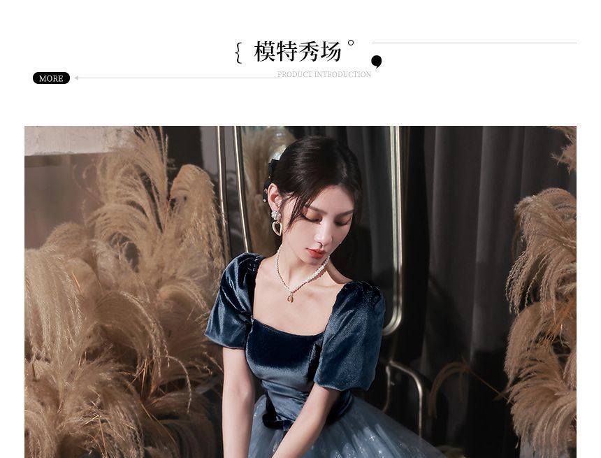 Evening A-Line Gown Glitter Neck Scoop