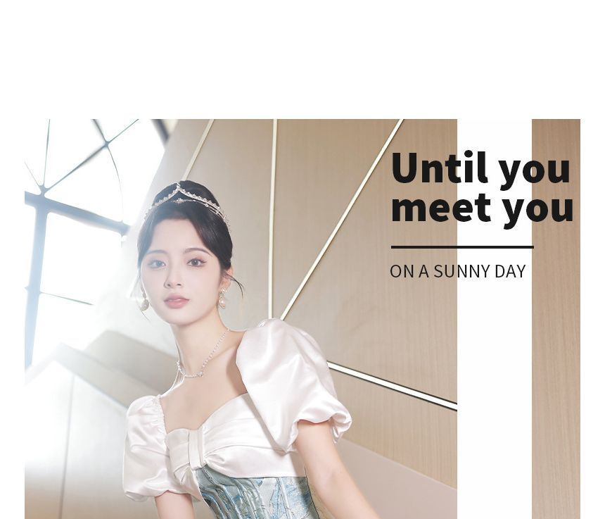 Evening Square Waist Neck Short-Sleeve Gown Corset