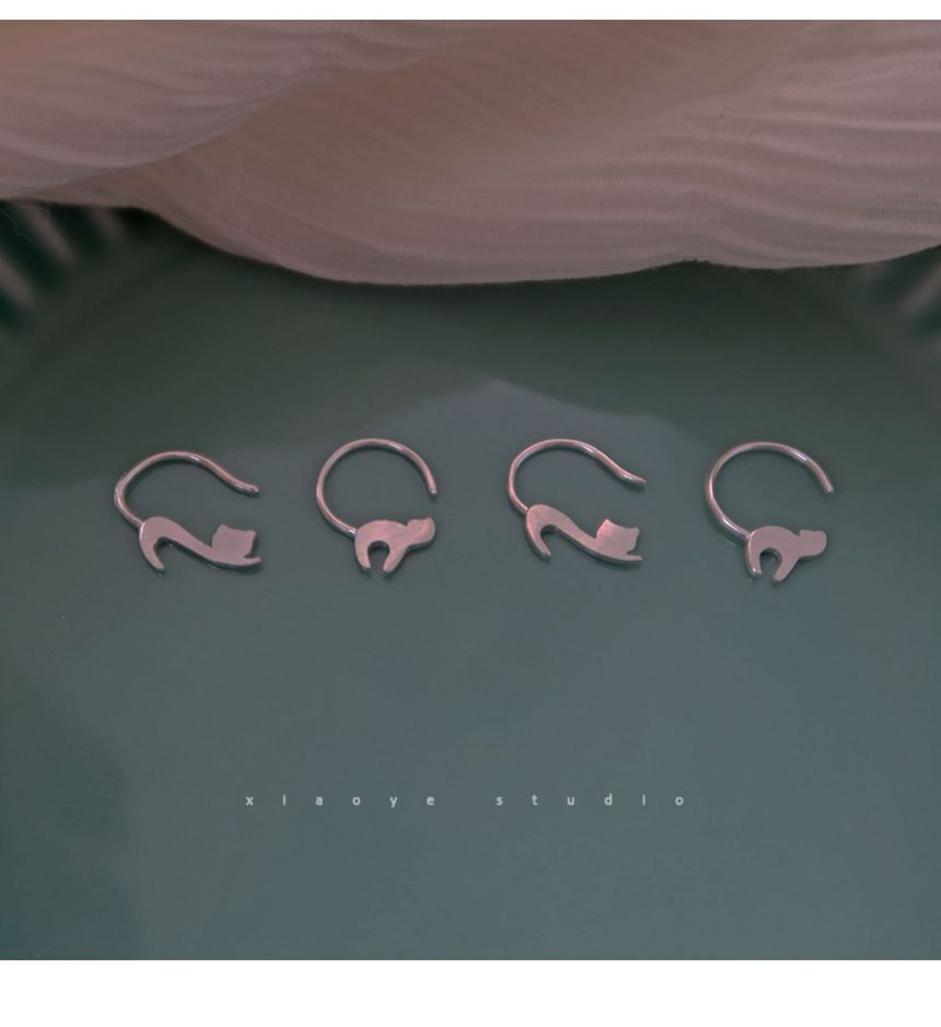 Silver Cat Earring Sterling
