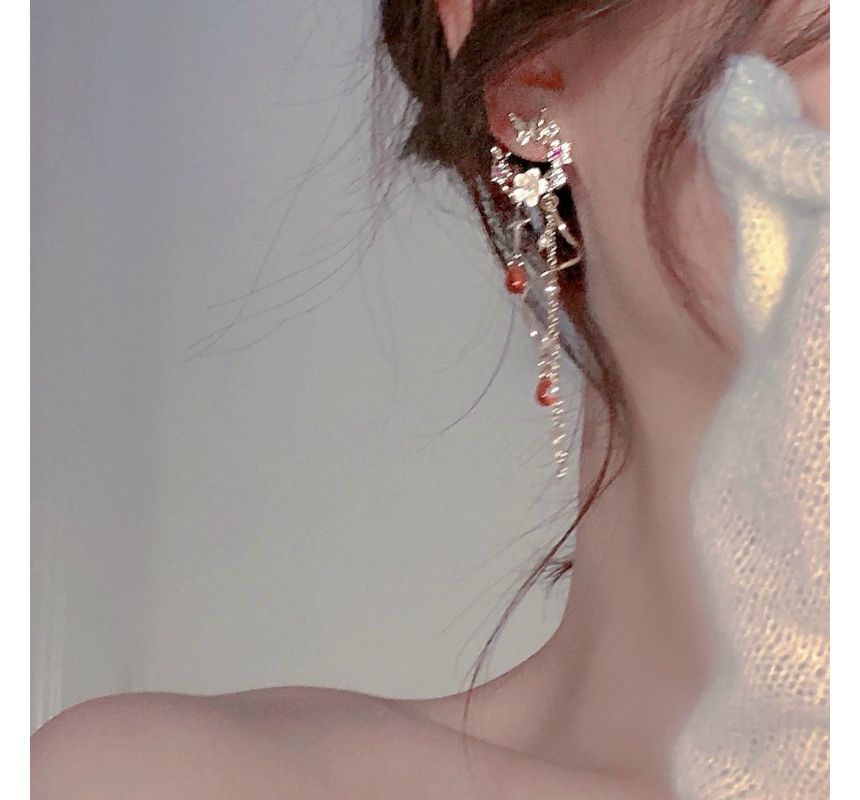 Fringed Swirl Earring Alloy Floral Butterfly