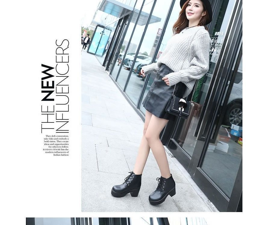 Lace-Up Boots Chunky Ankle Platform Heel