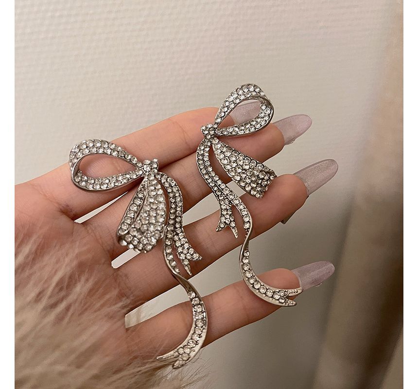 Stud Bow Earring Rhinestone