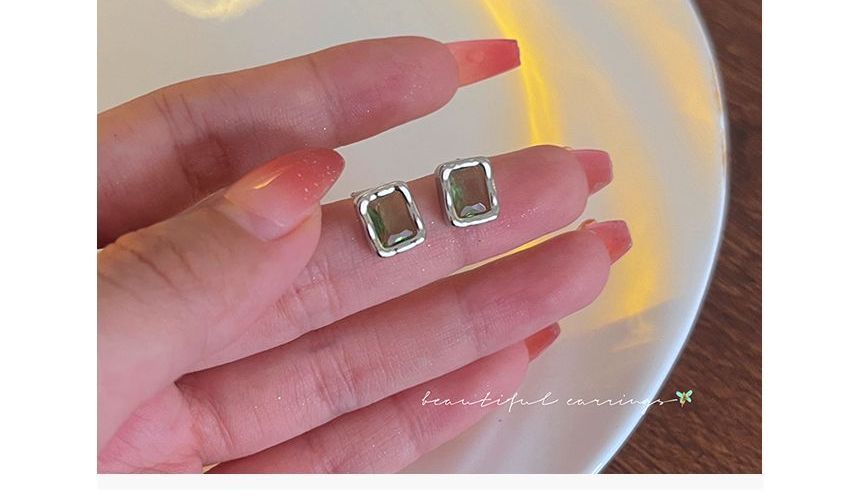Stud Sterling Silver Rectangle Earring