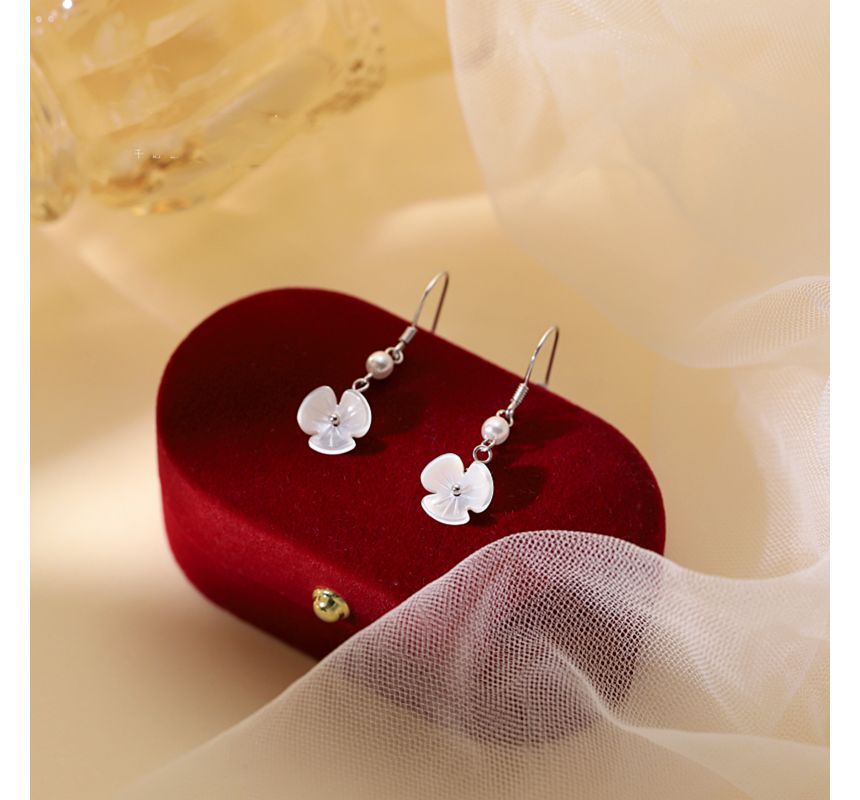 Acrylic Pearl Faux Earring Dangle Floral Alloy