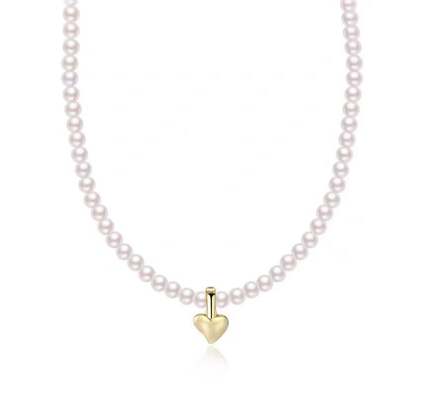 Faux Pearl Choker Pendant Heart