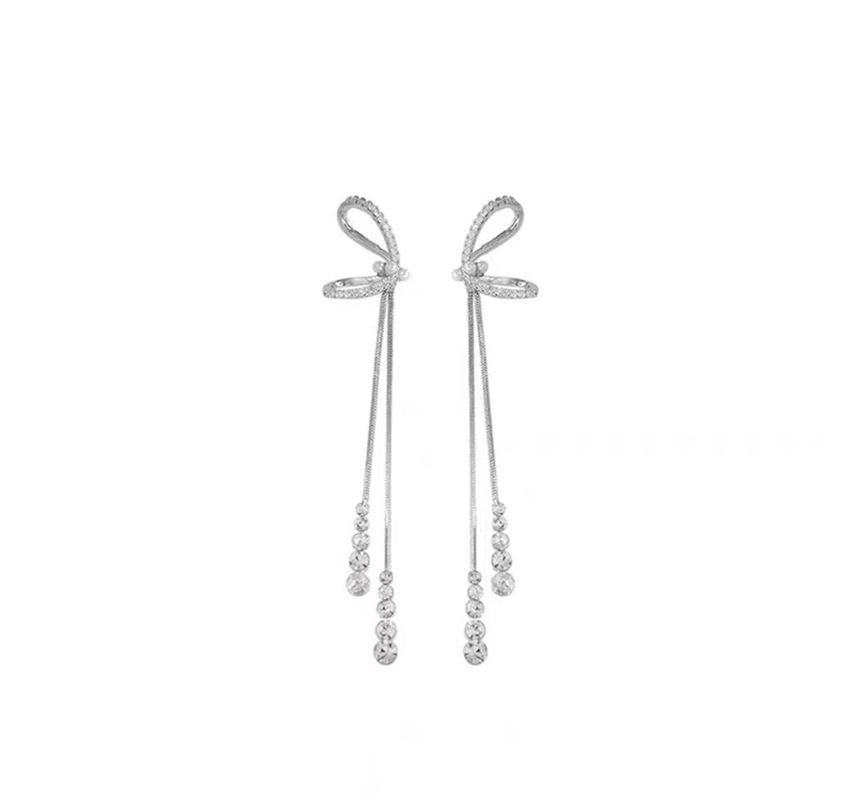 Sterling Bow Threader Silver Earring