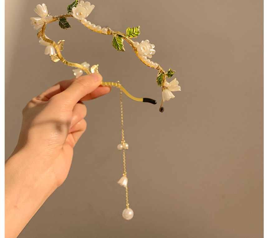 Floral Faux Headband Pearl