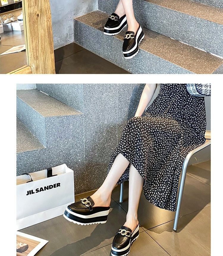 Platform Chain Loafer Mules Detail