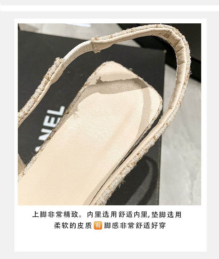 Pointed Tweed Slingback Pumps Toe