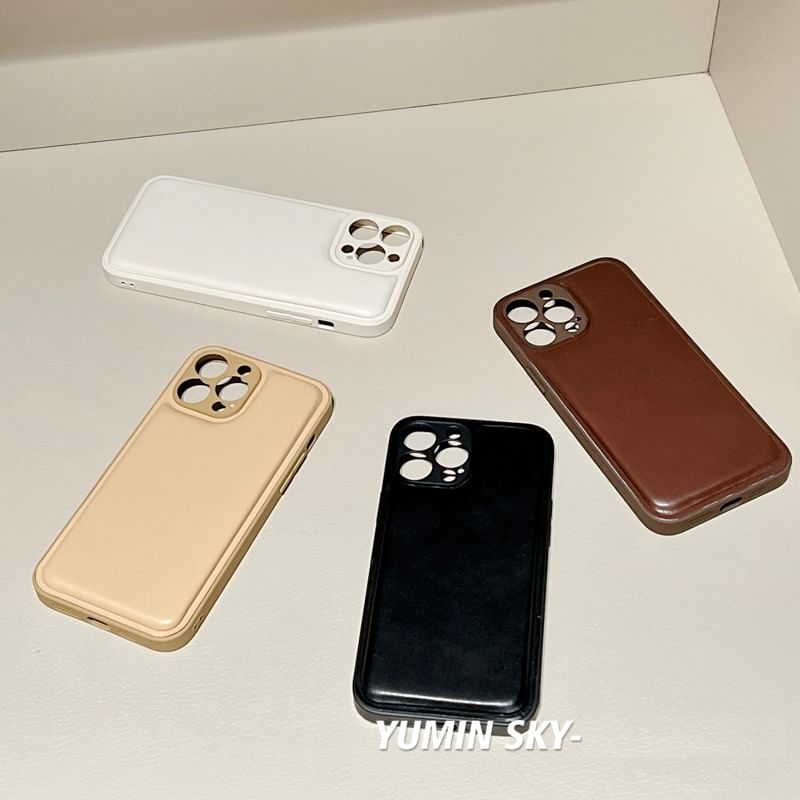 Plain Faux Phone Leather Case