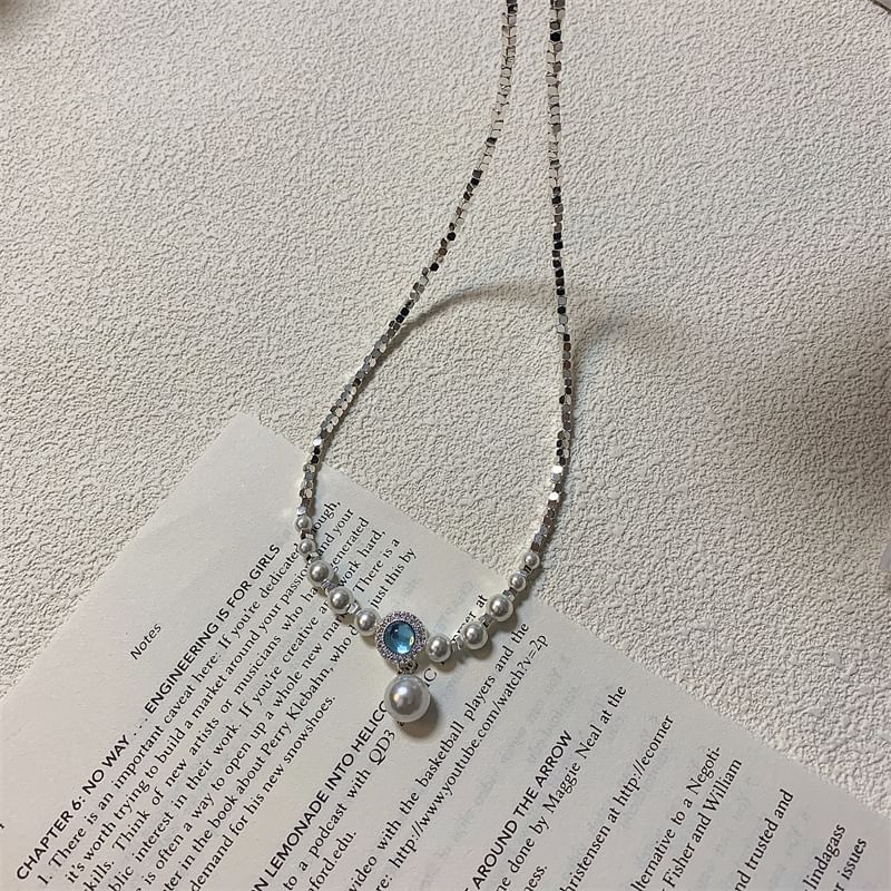 Choker Pendant Pearl Faux Rhinestone Alloy