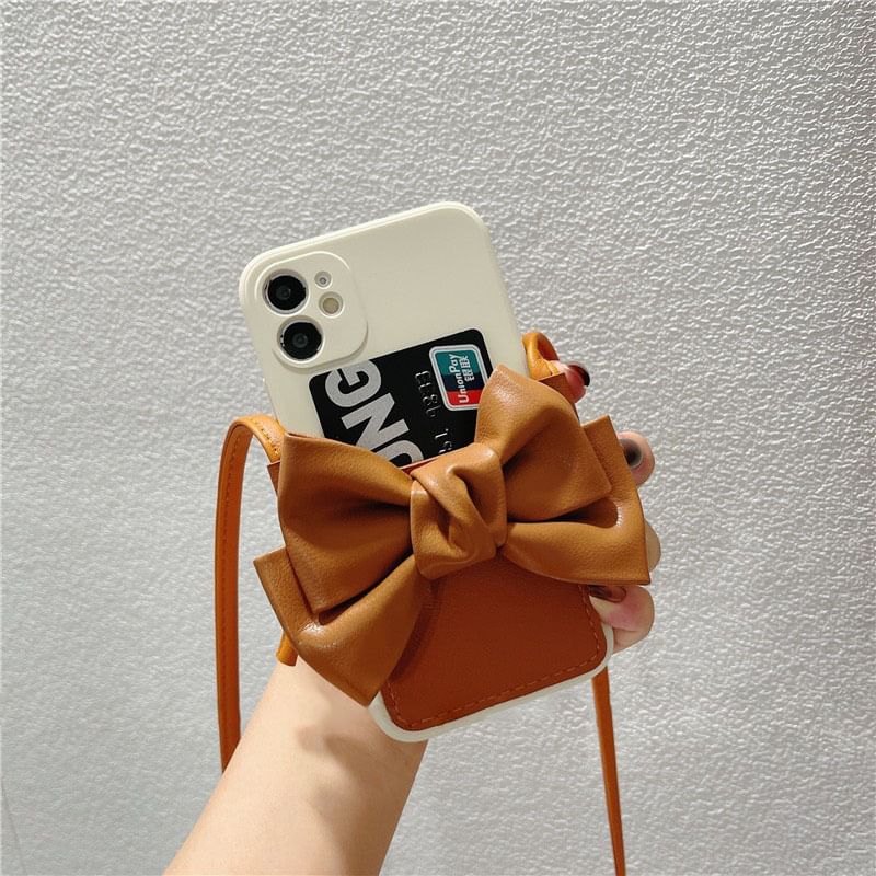Faux Bow Phone Leather Case