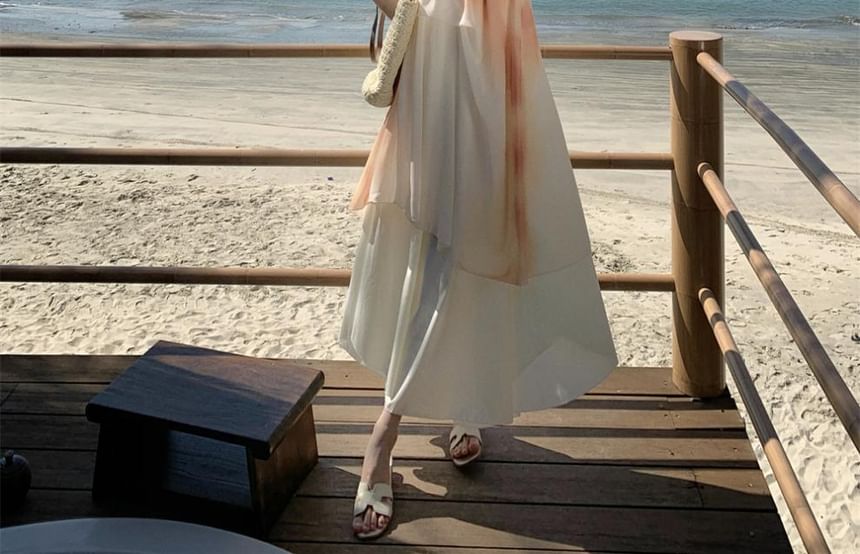 Strap Spaghetti Print Dress A-Line Maxi