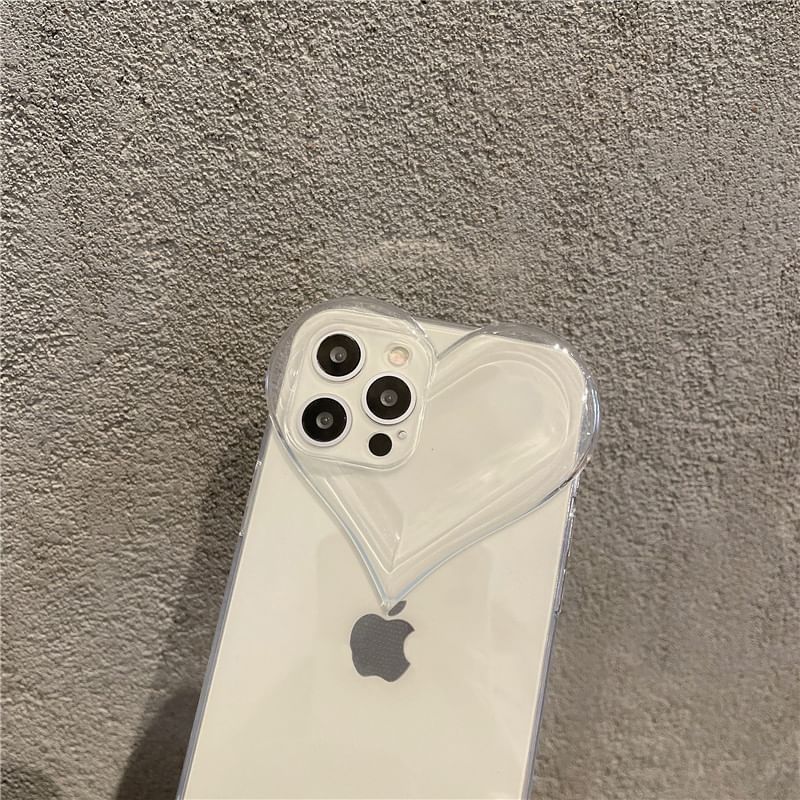 Heart Faux Phone Chain Transparent Case Crystal