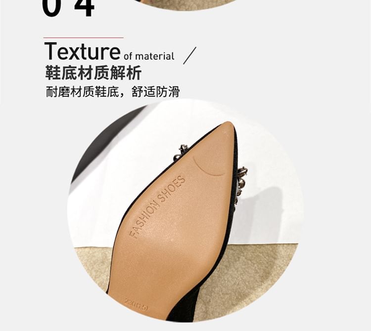 Slingback Sandals Chunky Heel Rhinestone Pointed