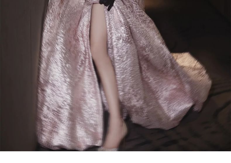 Tube A-Line Gown Evening Velvet Ruched Panel