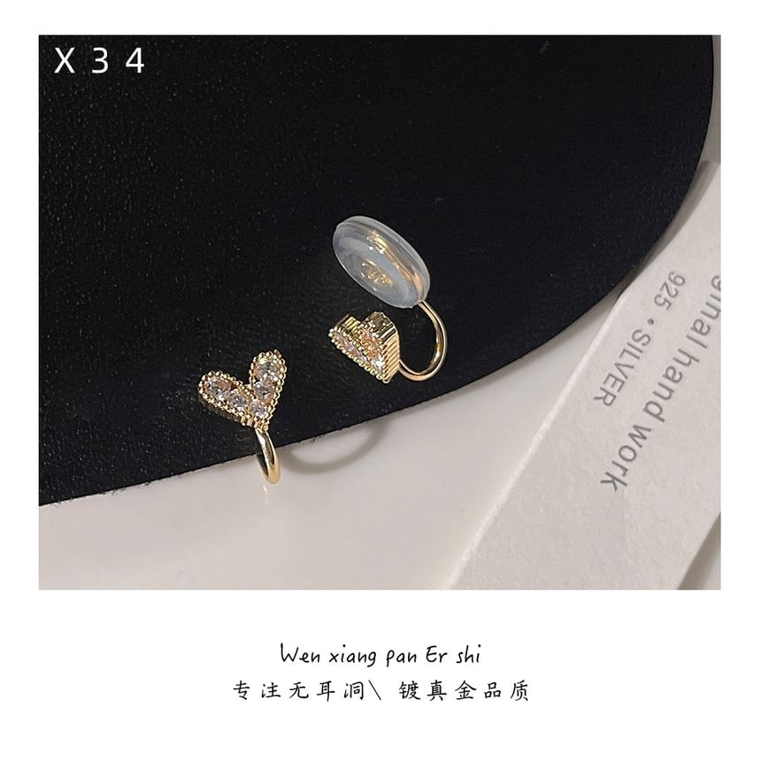 Alloy Rhinestone Heart Cuff Ear