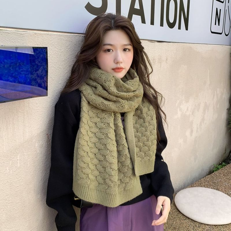 Pointelle Knit Scarf Plain