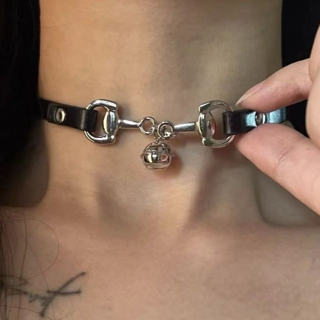 Bell Faux Leather Choker