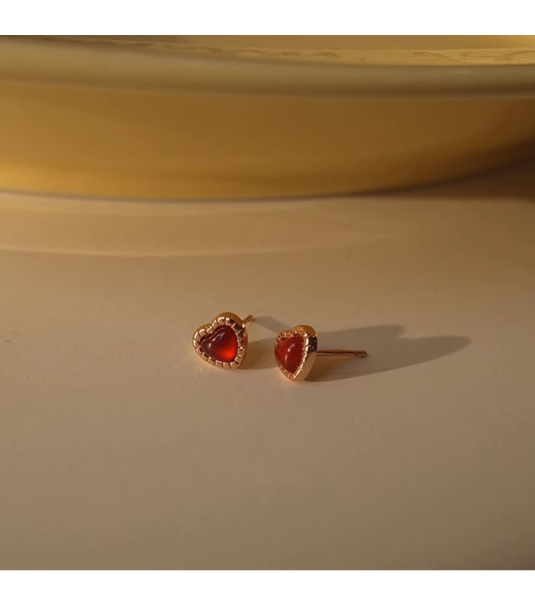 Silver Sterling Stud Heart Earring