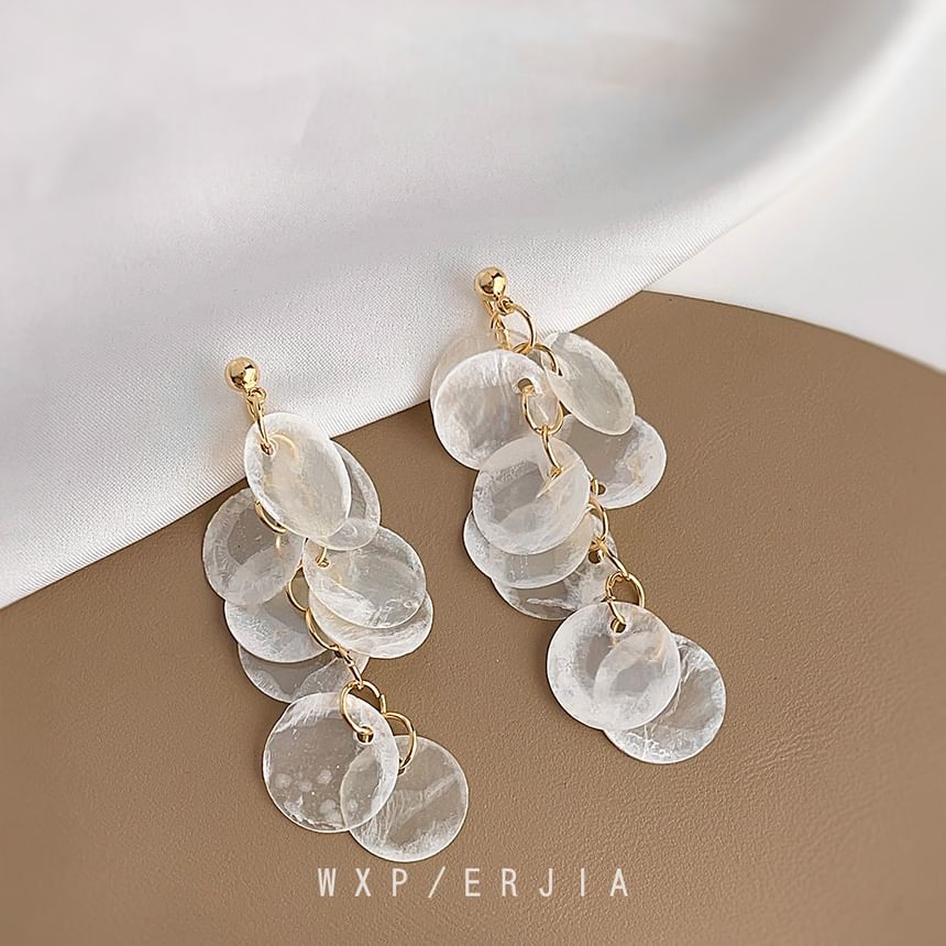 Shell Fringed Clip-On Earring Drop