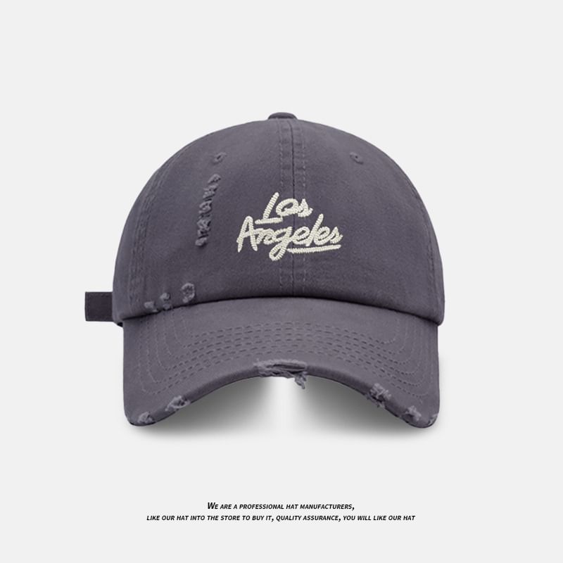 Distressed Cap Baseball Embroidered Lettering