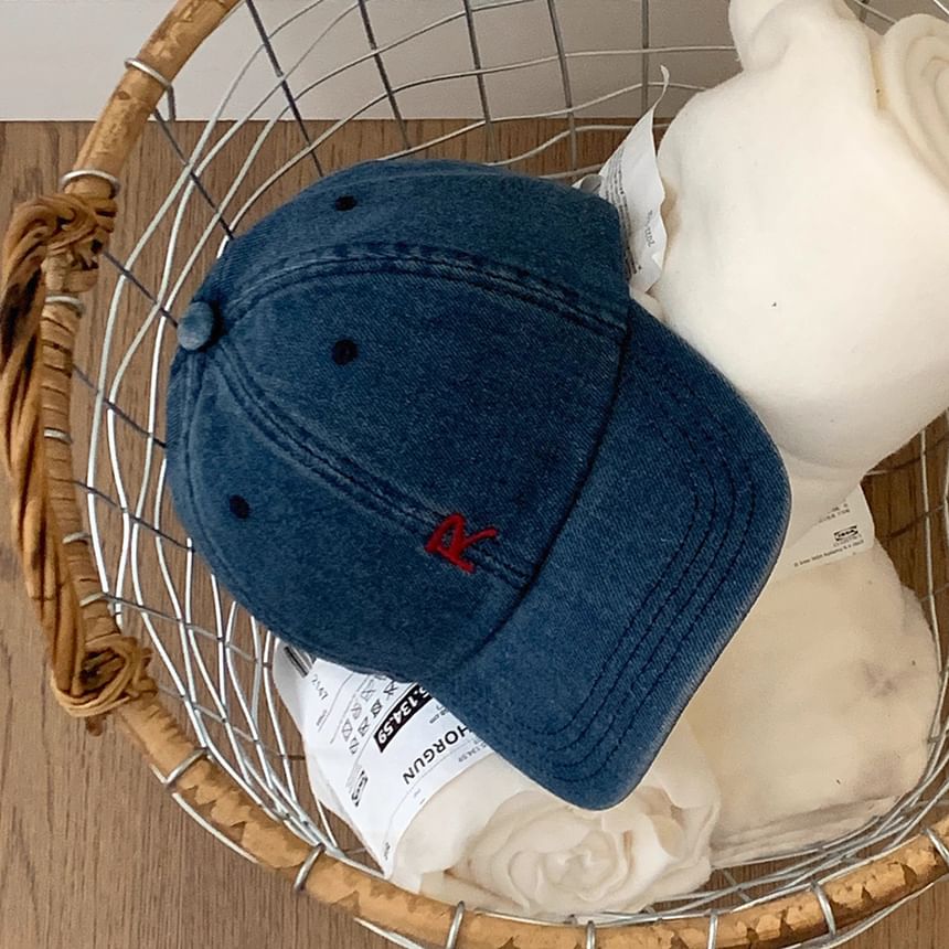 Denim Lettering Washed Baseball Cap