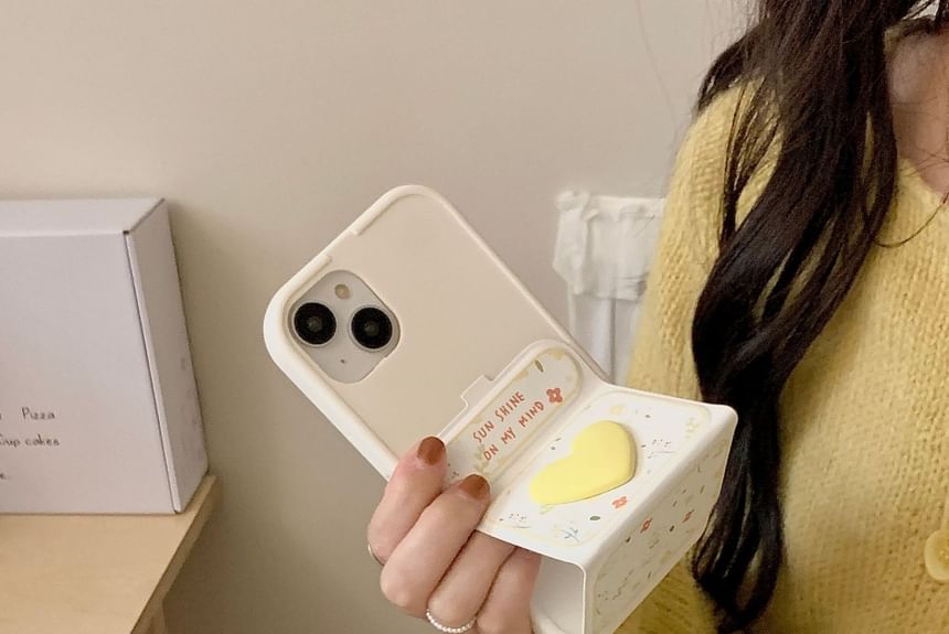 Stand Floral Phone Heart Foldable Case