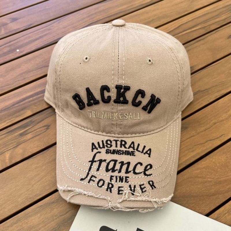 Distressed Cap Baseball Lettering Embroidered