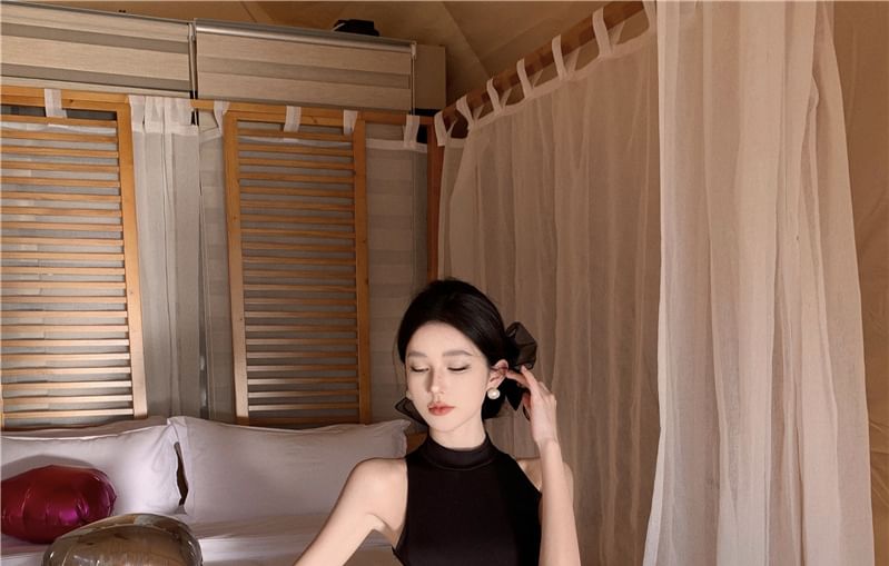 Sleeveless A-Line Two Tone Maxi Dress