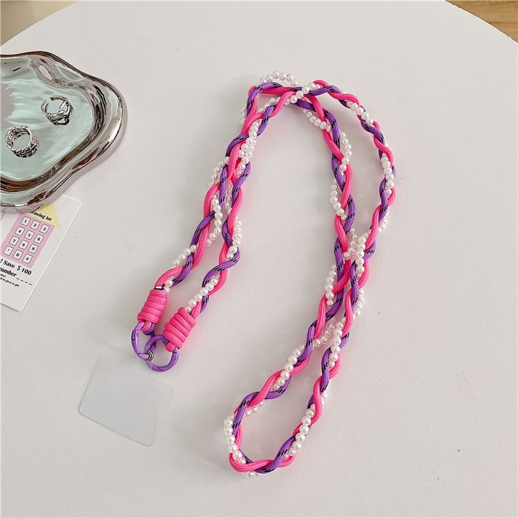 Pearl Faux Braided Phone with Pad Lanyard