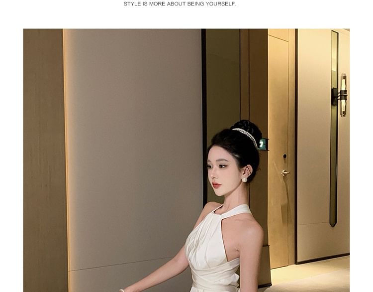 Plain Cutout Maxi Dress Sleeveless A-Line