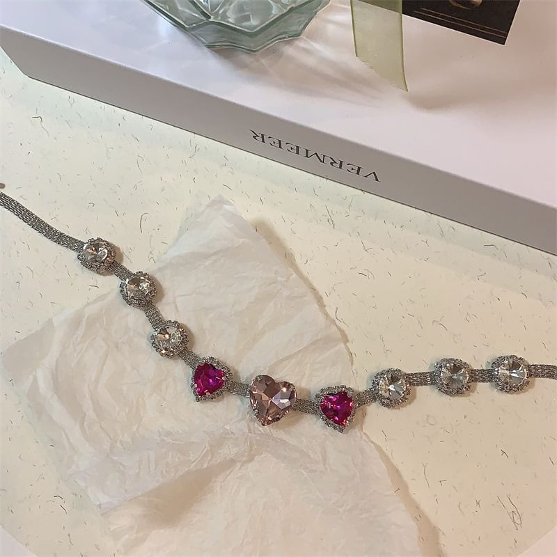 Heart Rhinestone Choker
