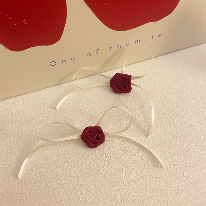 Ribbon Earring Stud Rose