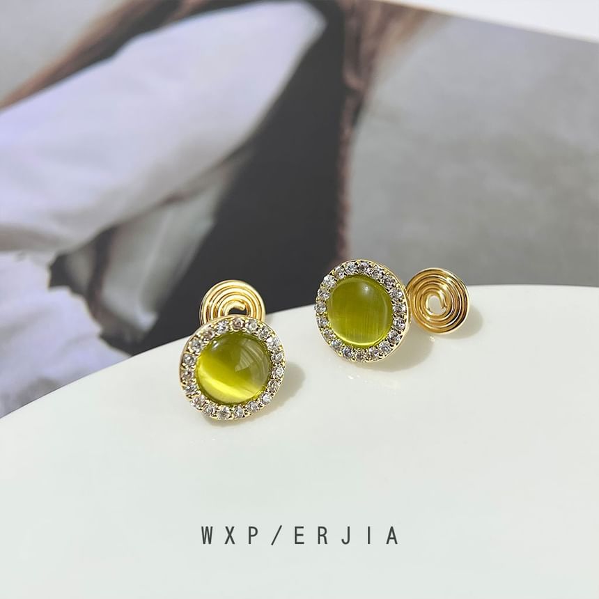 Cat Rhinestone Eye Faux Ear Cuff Stone Alloy