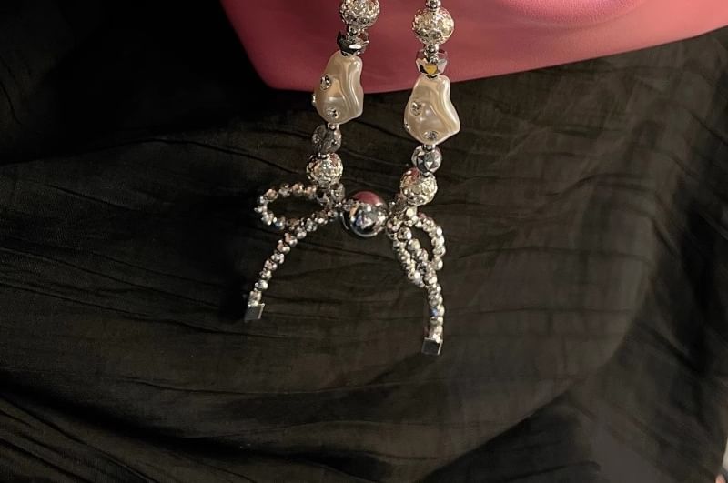 Irregular Strap Pearl Phone Rhinestone Faux