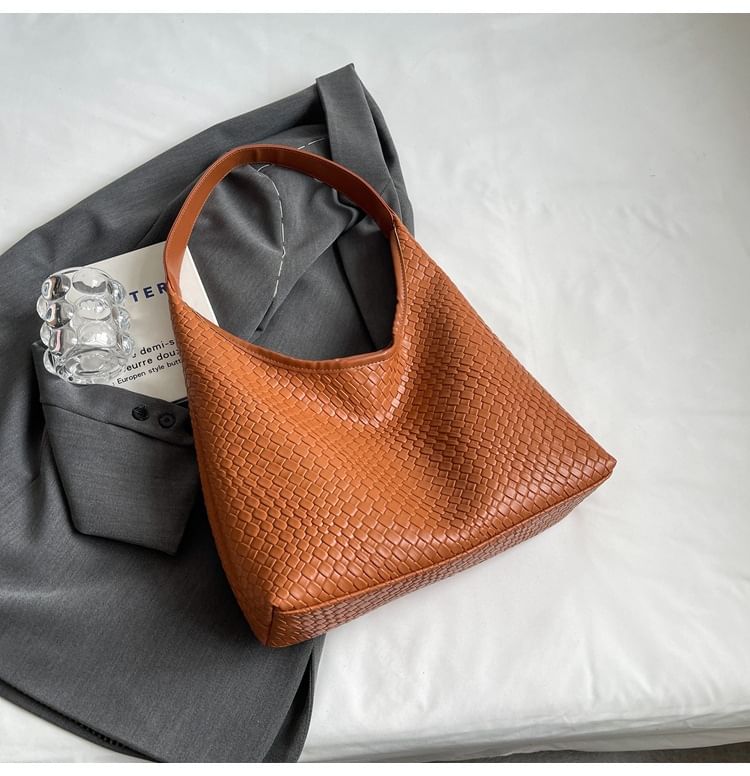 Bag Leather Faux Woven Shoulder