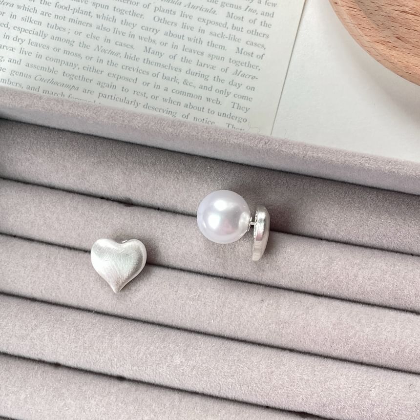 Earring Stud Heart Alloy
