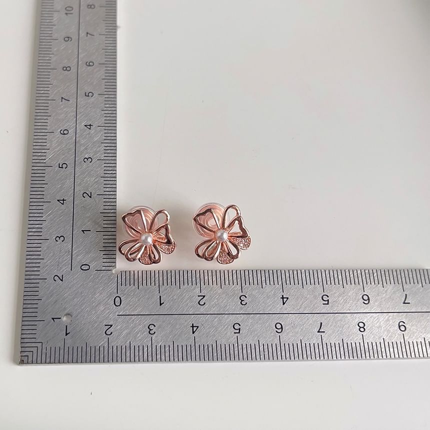 Stud Alloy Pearl Faux Earring Floral
