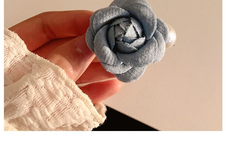 Fabric Hair Clip Floral Pearl Faux
